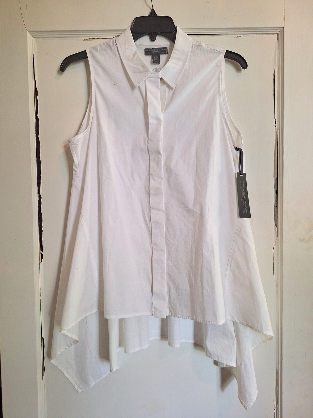 Fenn Wright Mason Womens White Asymmetrical Sleeveless Shirt Sz M Loganlook